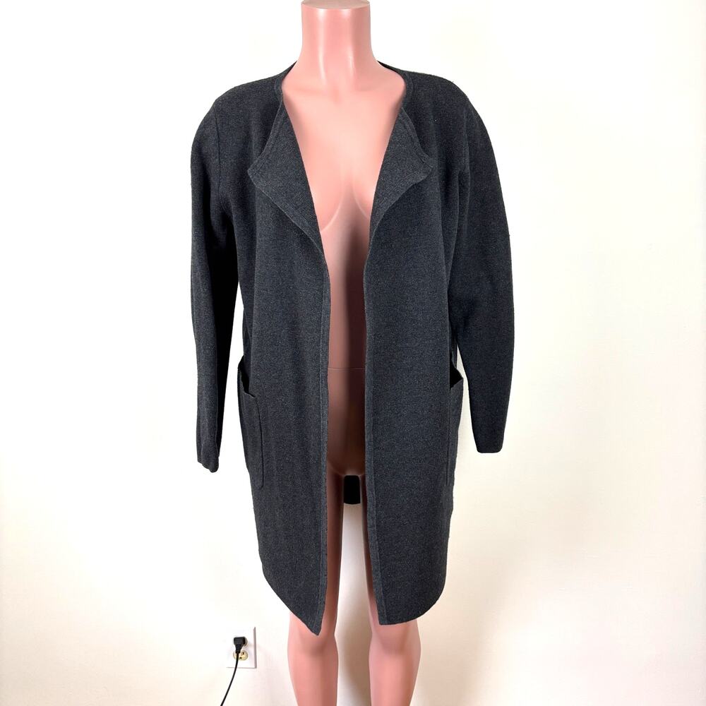 J. Crew Juliette collarless sweater-blazer in charcoal gray Small wool J6339